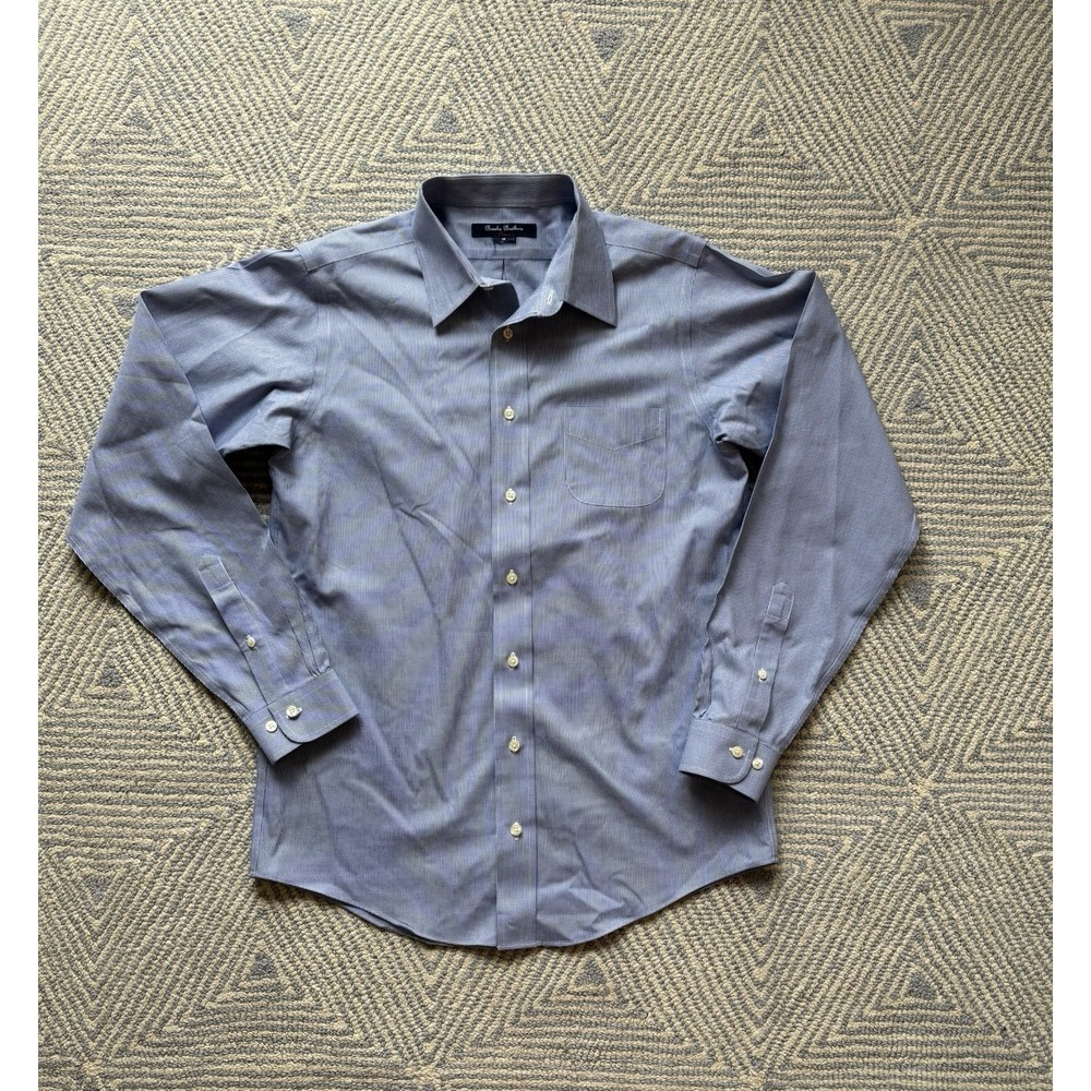 Brooks‎ Brothers Fleece Long Sleeve Button Shirt - Blue/White - 18